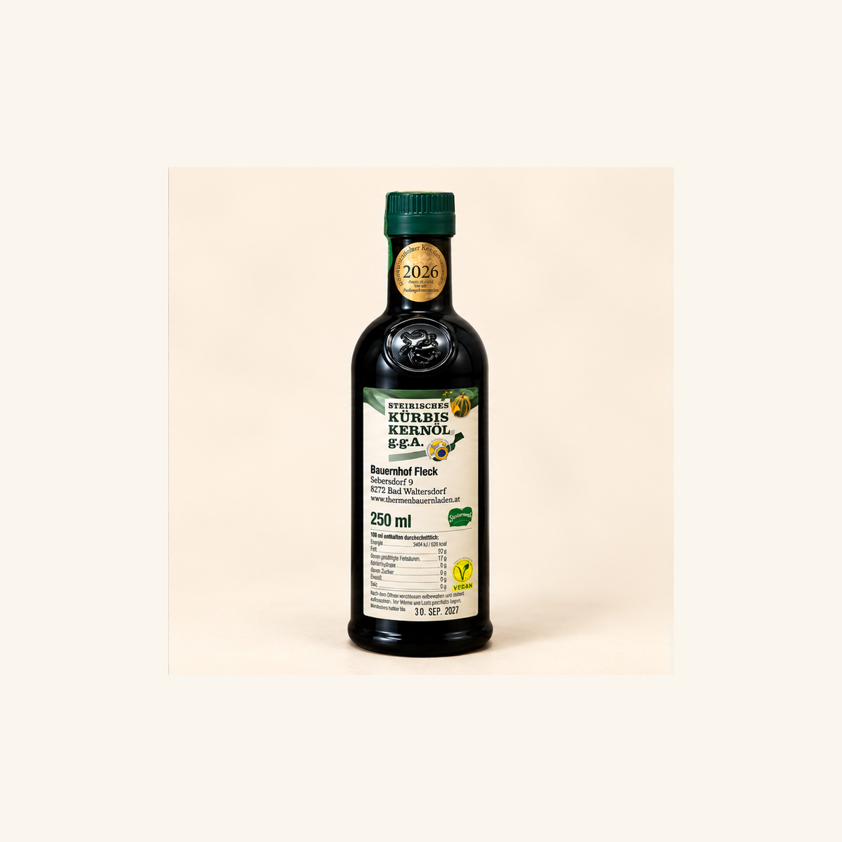Steirisches Kürbiskernöl g.g.A. 250 ml – Thermen-Bauernladen Bad Waltersdorf